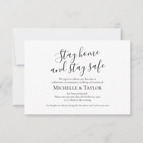 Elegant Minimalist Stay home and stay safe Card