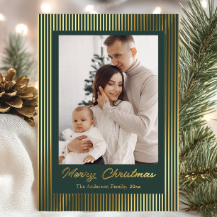 Elegant Minimalist Striped Green Christmas Holiday