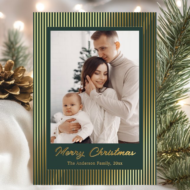 Elegant Minimalist Striped Green Christmas Holiday (Creator Uploaded)