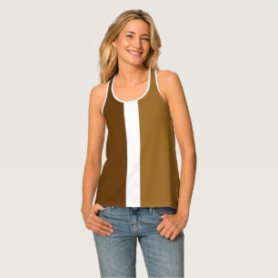 Elegant Minimalist Stripes of Brown Shades & White Tank Top