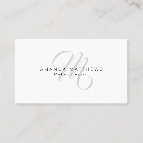 Elegant Minimalist Stylish Script Gray Monogram Business Card