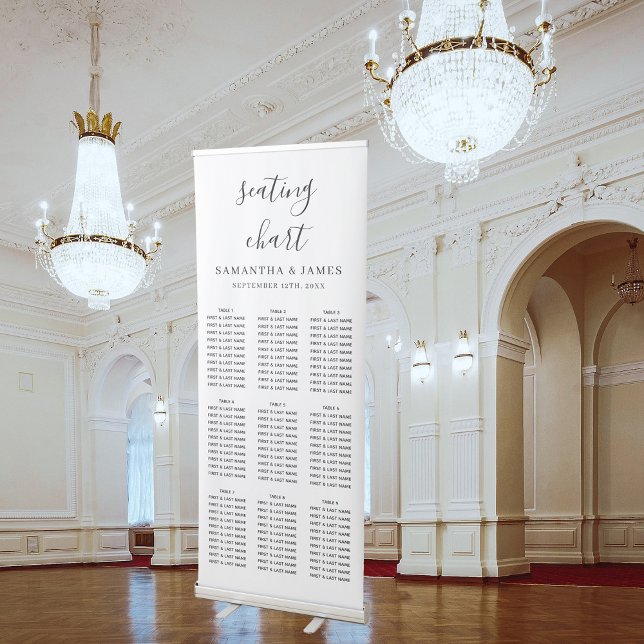 Elegant Minimalist Stylish Wedding Seating Chart Retractable Banner (Creator Uploaded)