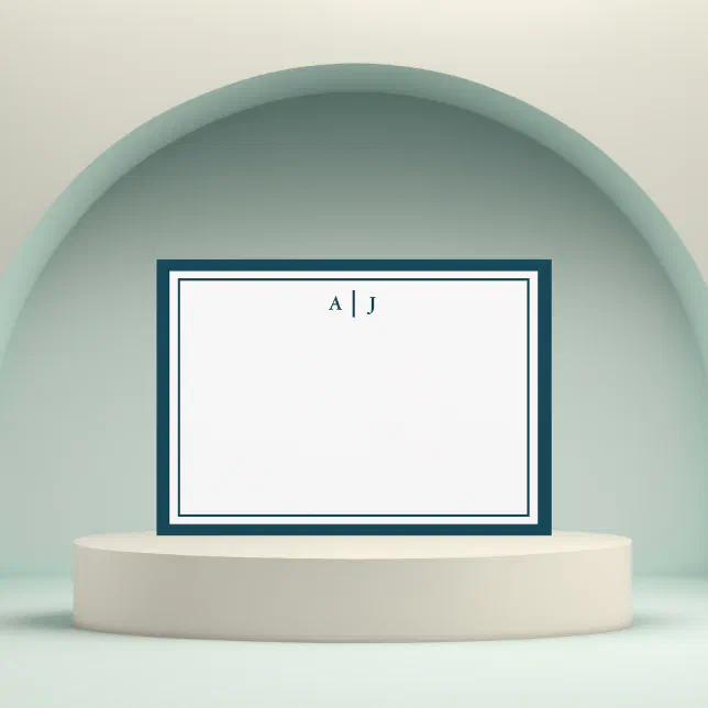 Elegant Minimalist Teal Blue Monogram Note Card | Zazzle