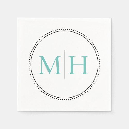 Elegant Minimalist Teal Monogram Wedding Napkins