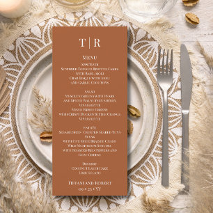Elegant Minimalist Terracota Wedding Menu