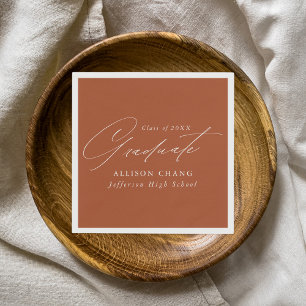 Elegant Minimalist Terracotta Graduation Napkins