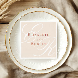 Elegant Minimalist Terracotta Monogram Wedding Napkins