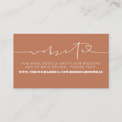 Elegant Minimalist Terracotta Wedding Website Enclosure Card