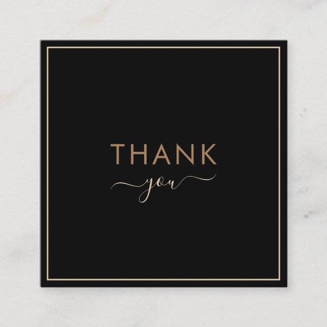 Elegant Minimalist Thank You Frame Border Discount Square Business Card (Front)