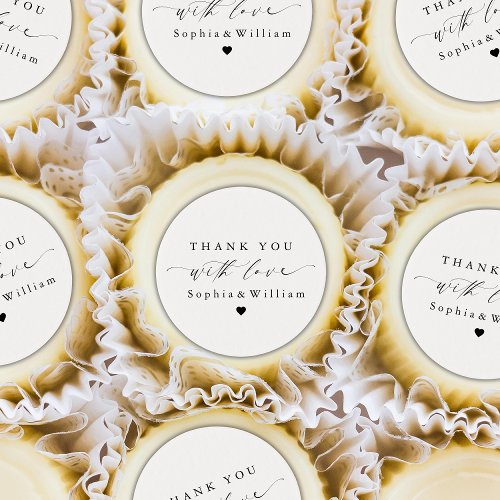 Elegant Minimalist Thank You With Love Wedding Edible Frosting Rounds