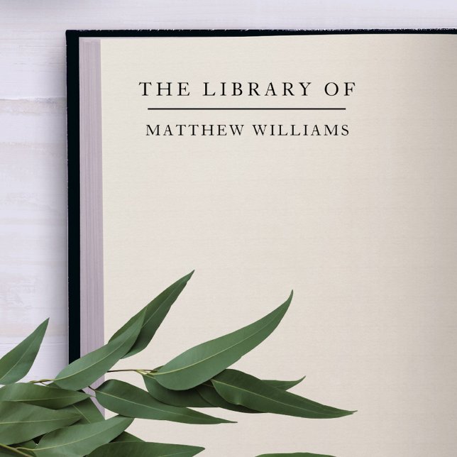 Elegant Minimalist The Library Of Custom Name Rubber Stamp (Creator Uploaded)