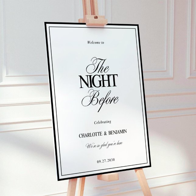 Elegant Minimalist The Night Before Welcome Sign (Creator Uploaded)