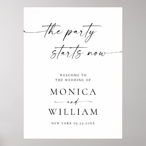 Elegant Minimalist The Party Starts Now Wedding Poster