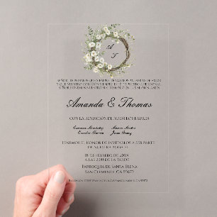Elegant minimalist theme Spanish wedding Acrylic Invitations