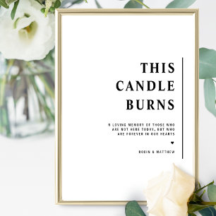 Elegant Minimalist This Candle Burns Wedding Sign