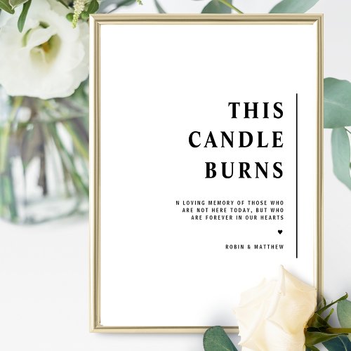 Elegant Minimalist This Candle Burns Wedding Sign