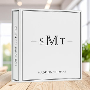 Elegant Minimalist Three Letter Monogram 3 Ring Binder