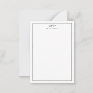 Elegant Minimalist Three Letter Monogram Note Card