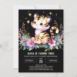 Elegant Minimalist Tiger Birthday Invitation