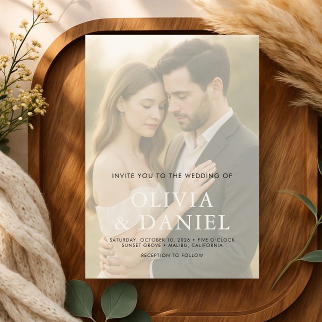 Elegant Minimalist Transparent Photo Wedding Invitation (Creator Uploaded)