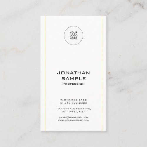 Elegant Minimalist Trendy Gold Vertical Template Business Card