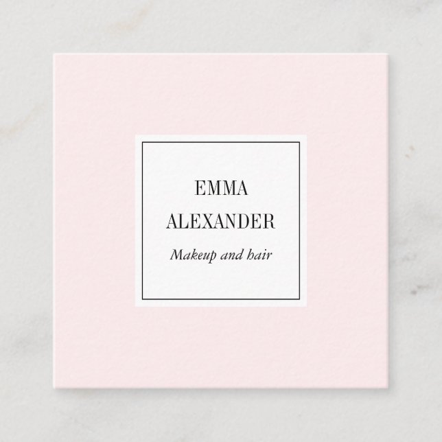 Elegant minimalist trendy pastel pink modern square business card (Front)