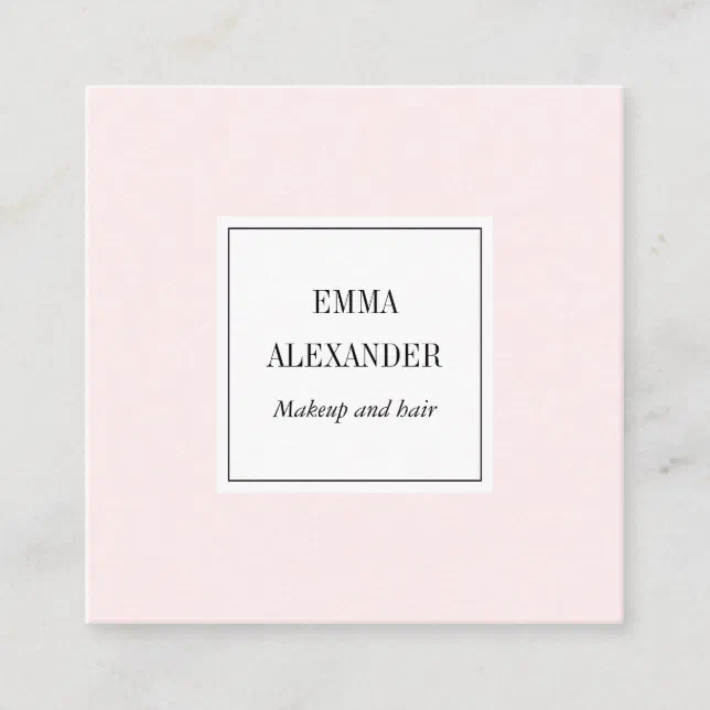 Elegant minimalist trendy pastel pink modern square business card | Zazzle