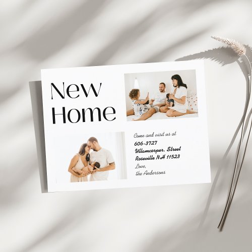 Elegant Minimalist Two Photo New Home Moving Announcement Postcard