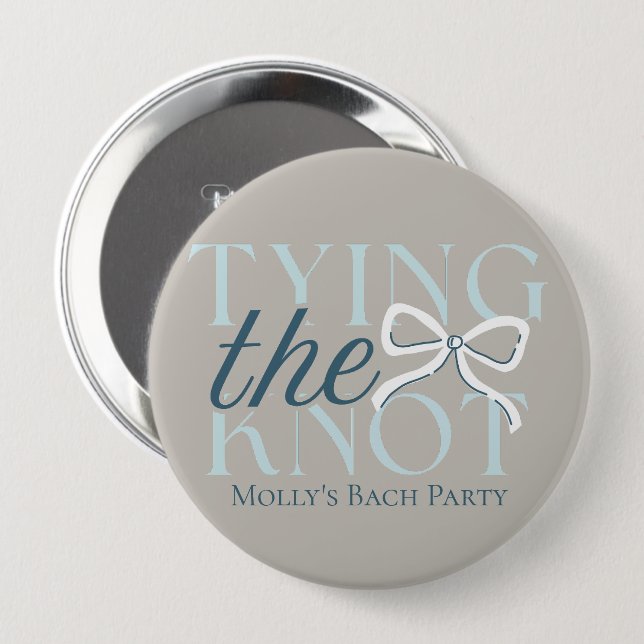 Elegant Minimalist Tying the Knot Bridal Shower Button (Front & Back)