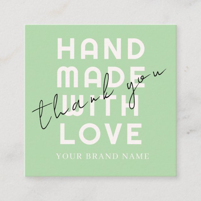 Elegant Minimalist Typography Olive Simple Square Business Card (Front)