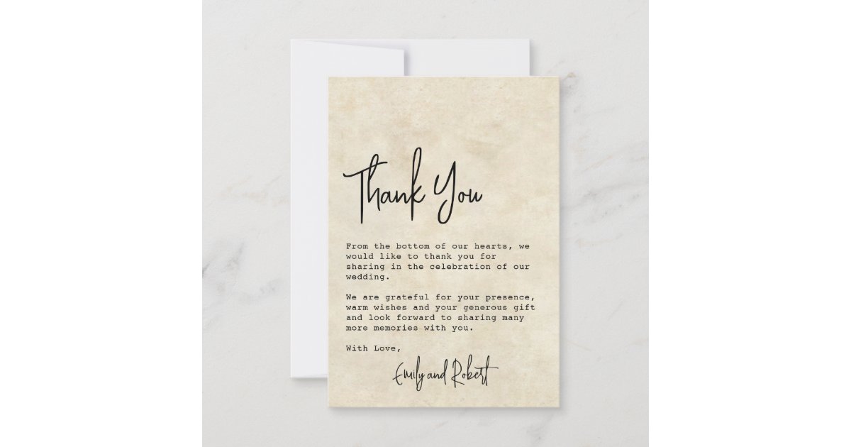 Elegant Minimalist Typography Photo Wedding Thank You Card | Zazzle