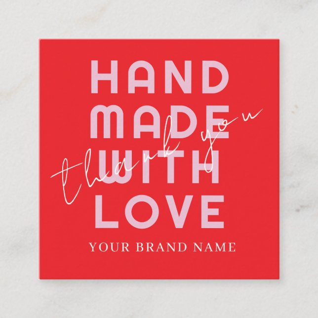 Elegant Minimalist Typography Simple Orange Square Business Card (Front)