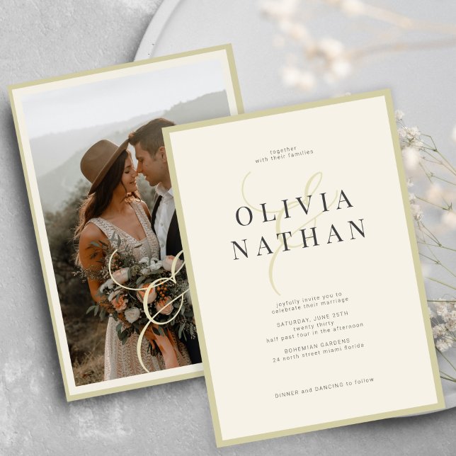 Elegant minimalist typography simple photo wedding invitation (Creator Uploaded)