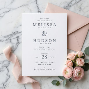 Elegant Minimalist Typography Wedding Letterpress Invitation