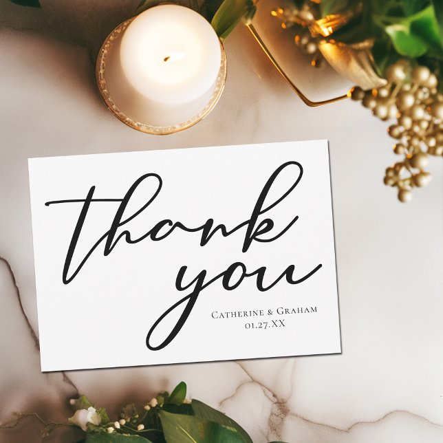 Elegant Minimalist Typography Wedding Personalized Thank You Card (Creator Uploaded)