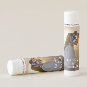 elegant minimalist typography wedding photo lip balm