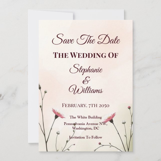 Elegant Minimalist Typography Wedding Save The Date (Front)