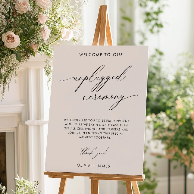 Elegant Minimalist Unplugged Ceremony Wedding Sign (Creator Uploaded)