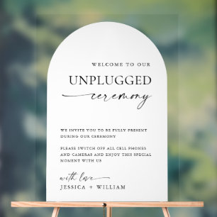 Elegant Minimalist Unplugged Wedding Ceremony Acrylic Sign