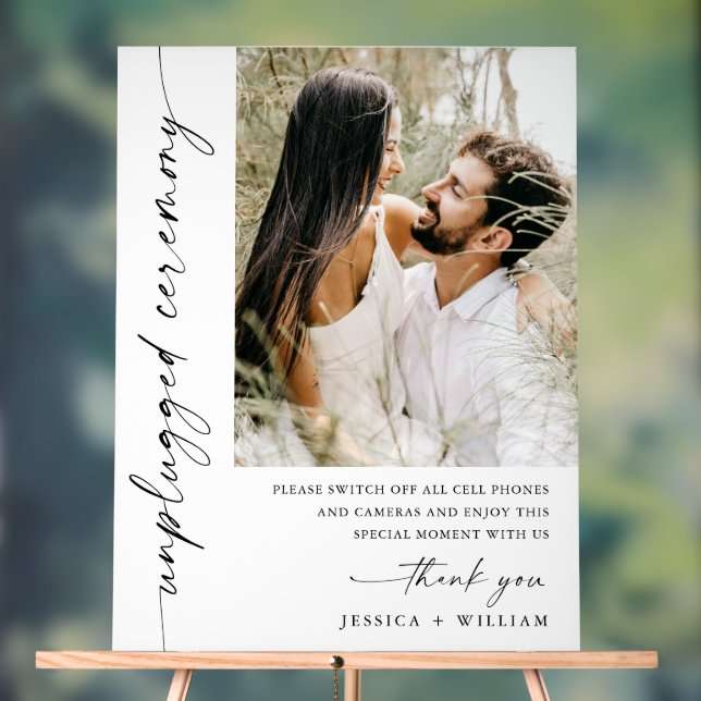 Elegant Minimalist Unplugged Wedding Ceremony Acrylic Sign (Neutral)