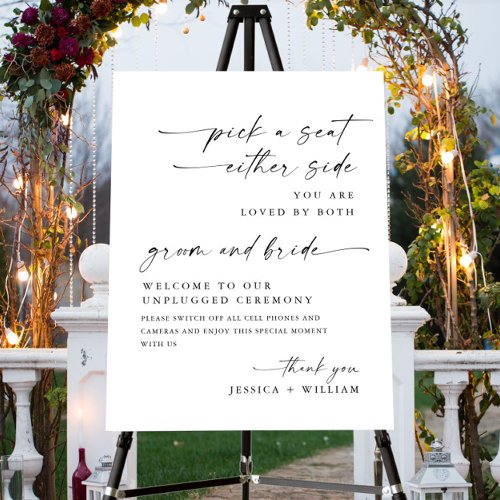 Elegant Minimalist Unplugged Wedding Ceremony Foam Board