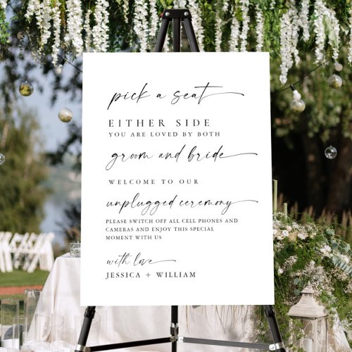 Elegant Minimalist Unplugged Wedding Ceremony Foam Board