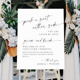 Elegant Minimalist Unplugged Wedding Ceremony Foam Board