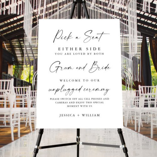 Elegant Minimalist Unplugged Wedding Ceremony Foam Board