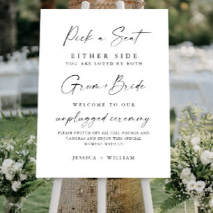 Elegant Minimalist Unplugged Wedding Ceremony Foam Board