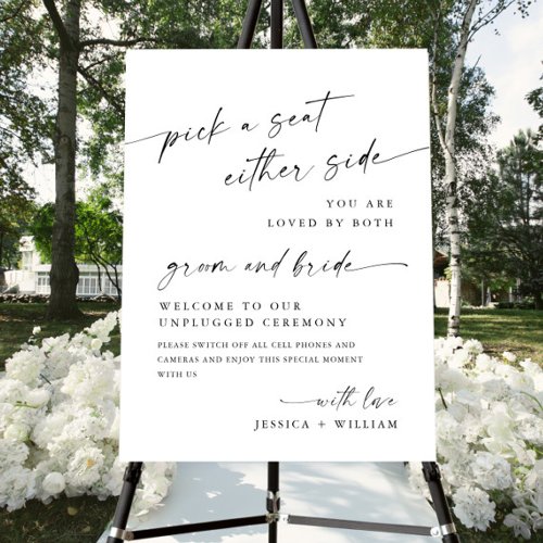 Elegant Minimalist Unplugged Wedding Ceremony Foam Board