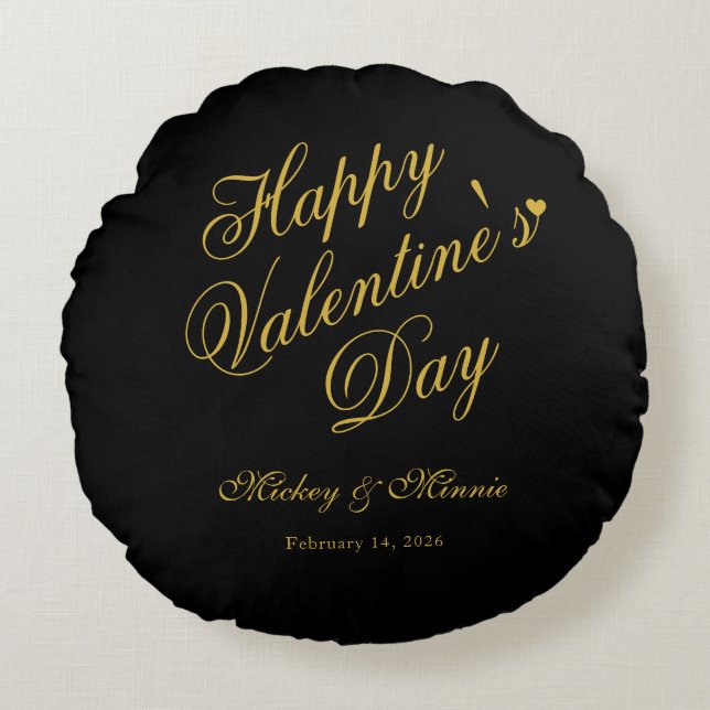 Elegant Minimalist Valentine’s Day Love Round Pillow (Front)