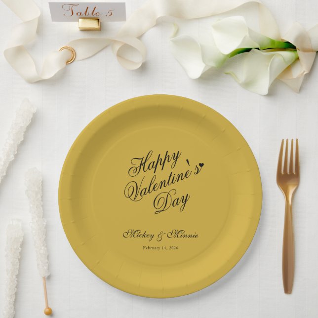 Elegant Minimalist Valentine’s Day Love Themed Paper Plates (Wedding)