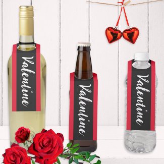 Elegant Minimalist Valentine's Day Red Black 