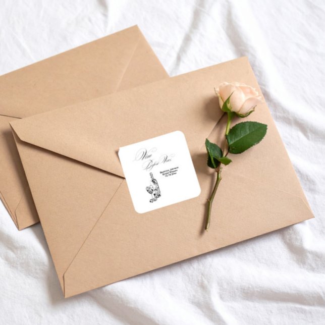 Elegant Minimalist Vino Before Vows Bridal Shower Square Sticker (Creator Uploaded)